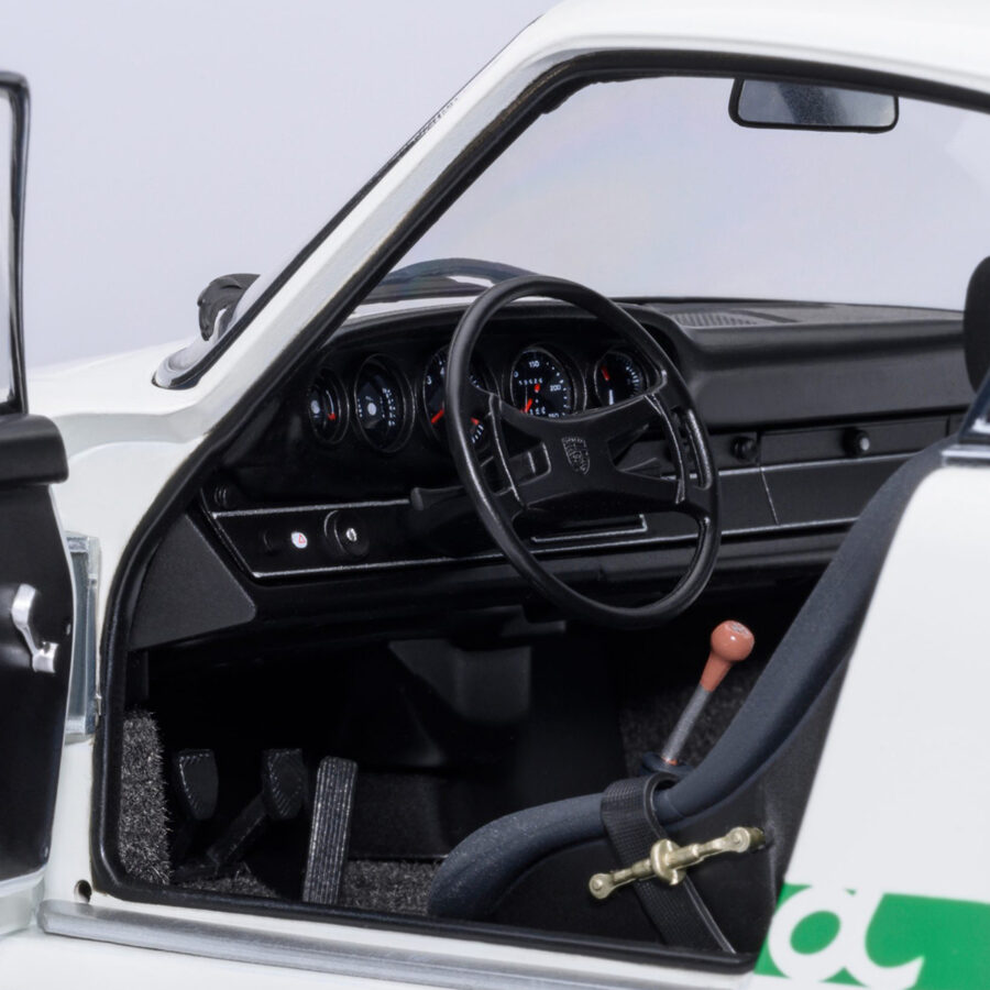Porsche 911 Carrera 2.7 RS Grand Prix White with Green Stripes and Wheels 1/18 Model Car by Autoart Automotive