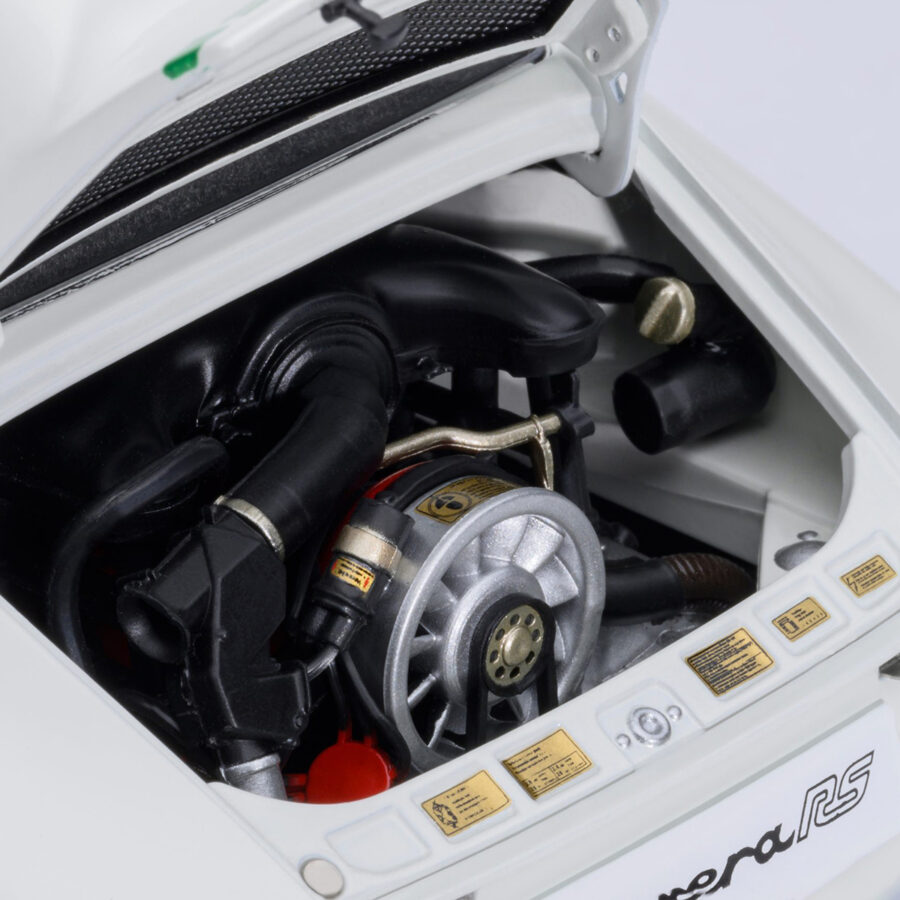 Porsche 911 Carrera 2.7 RS Grand Prix White with Green Stripes and Wheels 1/18 Model Car by Autoart Automotive