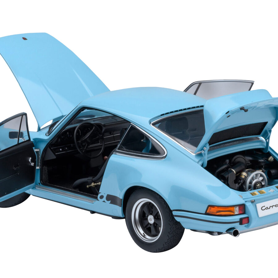 Porsche 911 Carrera 2.7 RS Gulf Blue with Black Stripes and Wheels 1/18 Model Car by Autoart from the Porsche store collection.