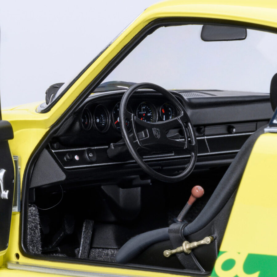 Porsche 911 Carrera 2.7 RS Light Yellow with Green Stripes and Wheels 1/18 Model Car by Autoart Automotive