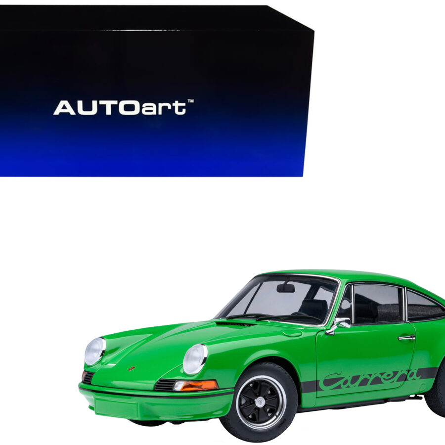 Porsche 911 Carrera 2.7 RS Viper Green with Black Stripes and Wheels 1/18 Model Car by Autoart Automotive