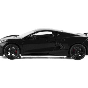 2020 Chevrolet Corvette C8 Stingray Black with Silver Stripes "Timeless Legends" Series 1/24 Diecast Model Car by Motormax  by Diecast Mania