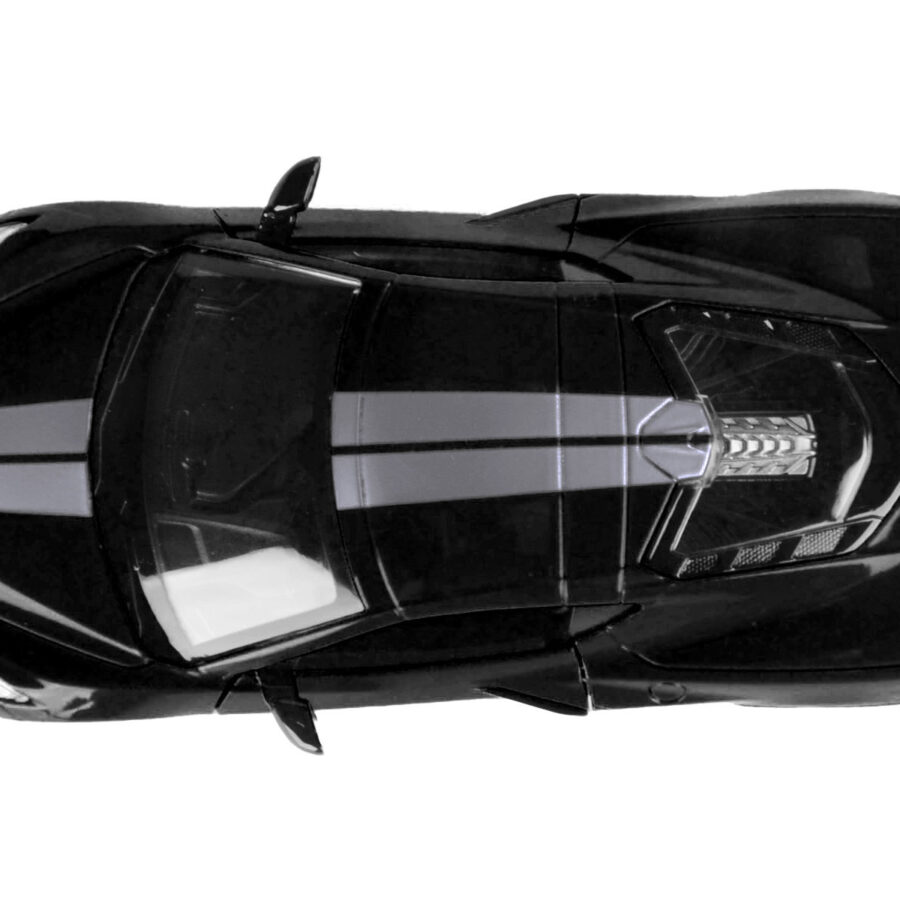 2020 Chevrolet Corvette C8 Stingray Black with Silver Stripes "Timeless Legends" Series 1/24 Diecast Model Car by Motormax Automotive