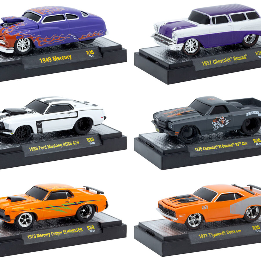 "Ground Pounders" 6 Cars Set Release 30 IN DISPLAY CASES Limited Edition 1/64 Diecast Model Cars by M2 Machines Automotive