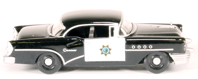 1955 Buick Century "California Highway Patrol" (CHP) Black 1/87 (HO) Scale Diecast Model Car by Oxford Diecast Automotive