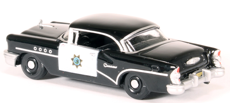 1955 Buick Century "California Highway Patrol" (CHP) Black 1/87 (HO) Scale Diecast Model Car by Oxford Diecast Automotive
