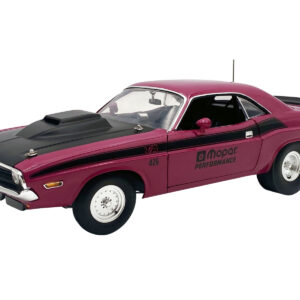 1970 Dodge Challenger T/A Pro Stock "Mopar Performance" Panther Pink with Black Stripes and Black Hood Limited Edition to 350 pieces Worldwide 1/18 Diecast Model Car by ACME  by Diecast Mania