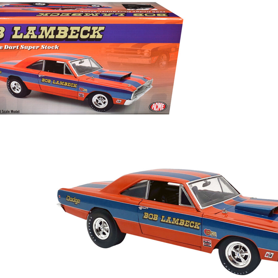 1968 Dodge Dart Super Stock "Bob Lambeck" Blue and Orange Limited Edition to 400 pieces Worldwide 1/18 Diecast Model Car by ACME Automotive