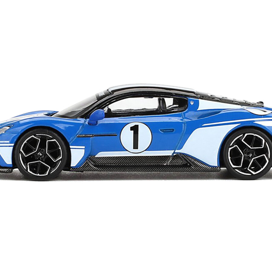 Maserati MC20 #1 Blue with White Stripes and Black Top "Maserati Performance Experience" 1/64 Diecast Model Car by BBR from the Maserati store collection.