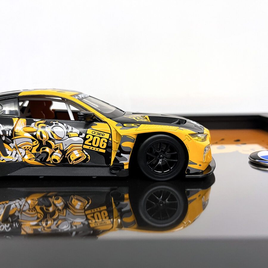 BMW M4 GT3 WASA Graffiti Orange Edition 1:24 Handmade Framed Artwork Automotive