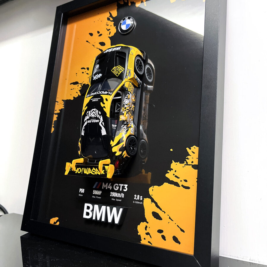BMW M4 GT3 WASA Graffiti Orange Edition 1:24 Handmade Framed Artwork Automotive