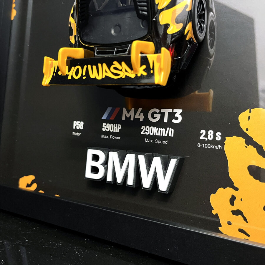 BMW M4 GT3 WASA Graffiti Orange Edition 1:24 Handmade Framed Artwork Automotive
