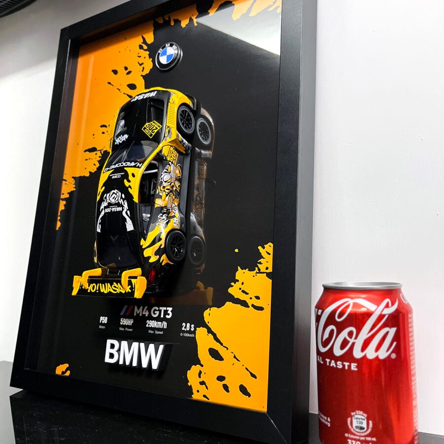 BMW M4 GT3 WASA Graffiti Orange Edition 1:24 Handmade Framed Artwork Automotive