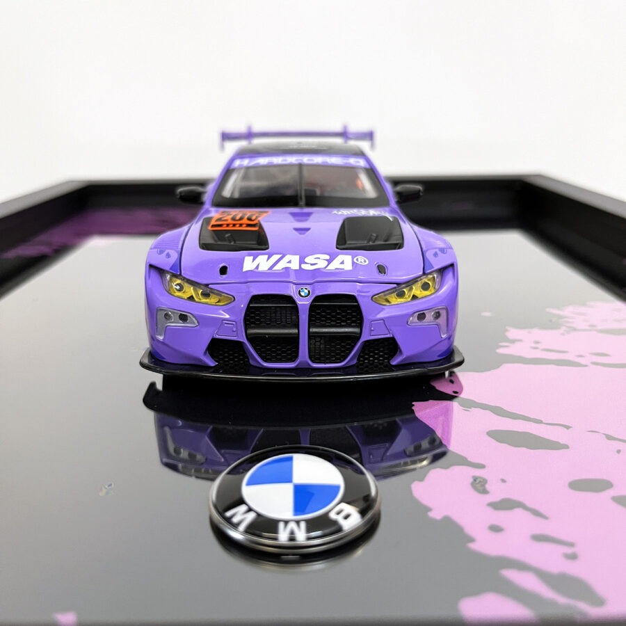 BMW M4 GT3 WASA Graffiti Purple Edition 1:24 Handmade Framed Artwork from the Race Car Wall Art store collection.