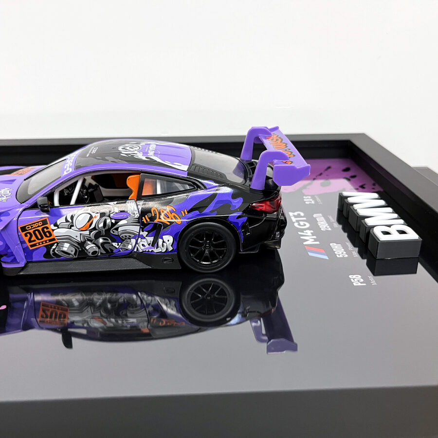 BMW M4 GT3 WASA Graffiti Purple Edition 1:24 Handmade Framed Artwork Automotive