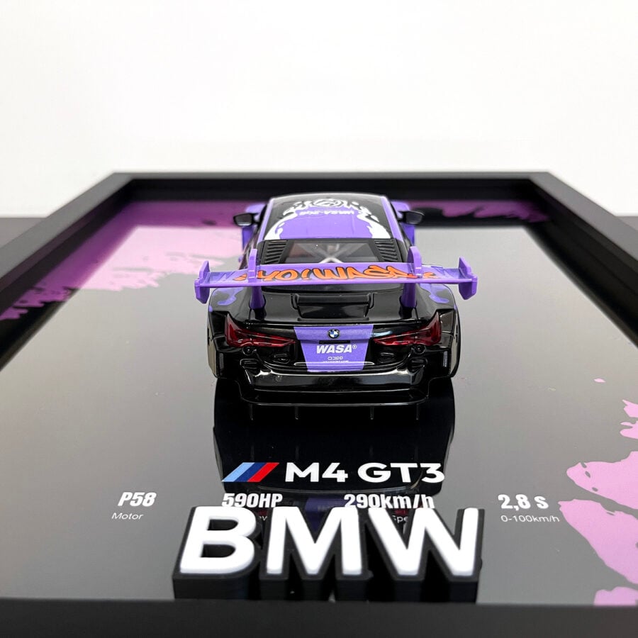 BMW M4 GT3 WASA Graffiti Purple Edition 1:24 Handmade Framed Artwork Automotive