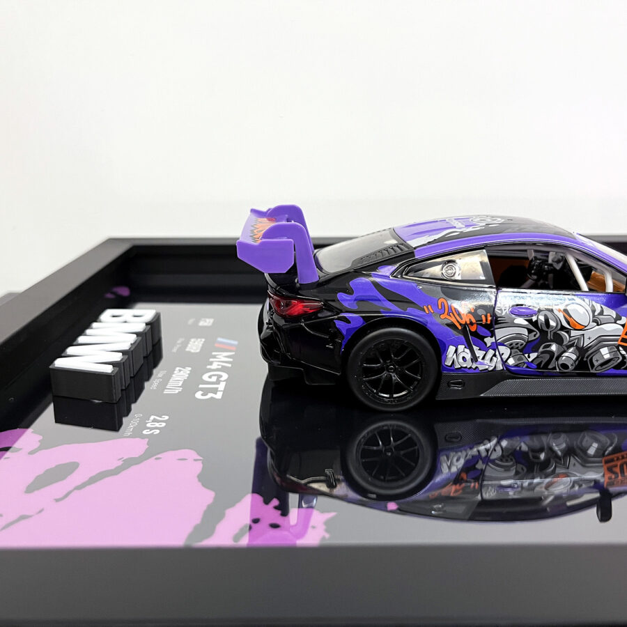 BMW M4 GT3 WASA Graffiti Purple Edition 1:24 Handmade Framed Artwork Automotive