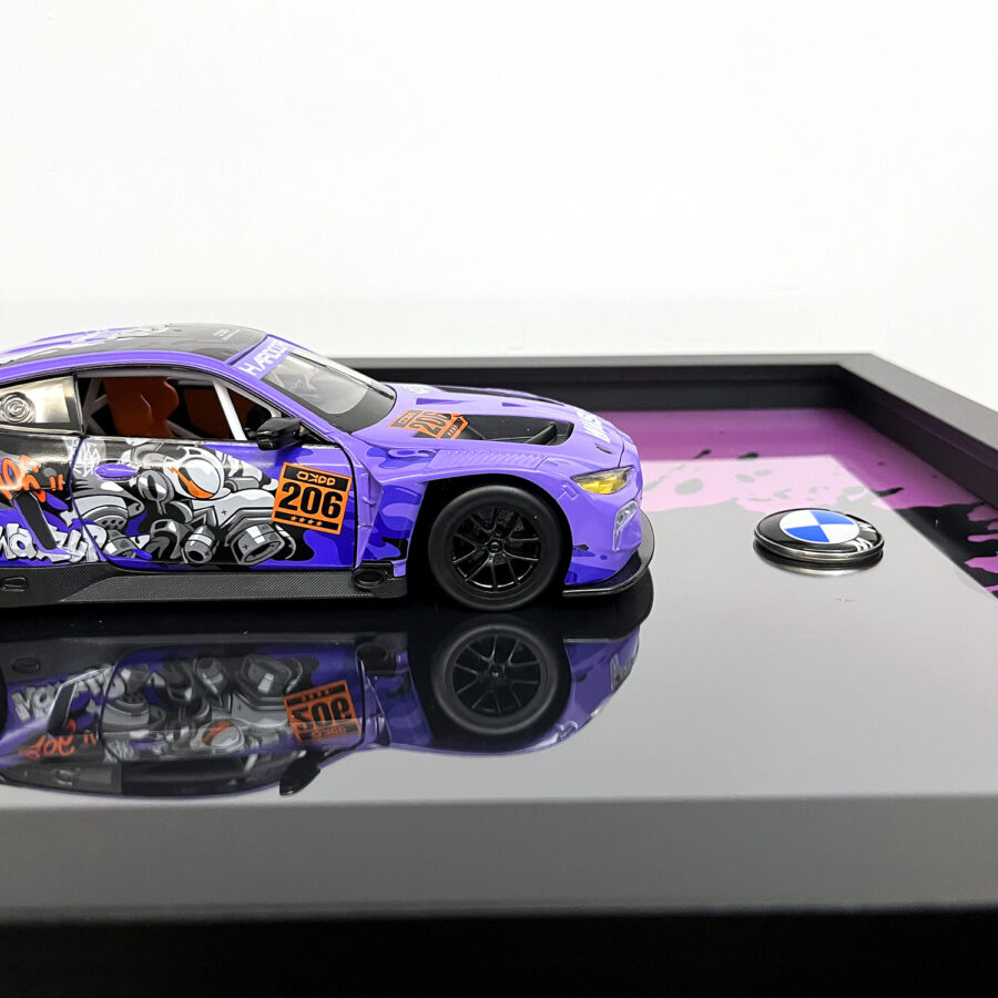 BMW M4 GT3 WASA Graffiti Purple Edition 1:24 Handmade Framed Artwork Automotive