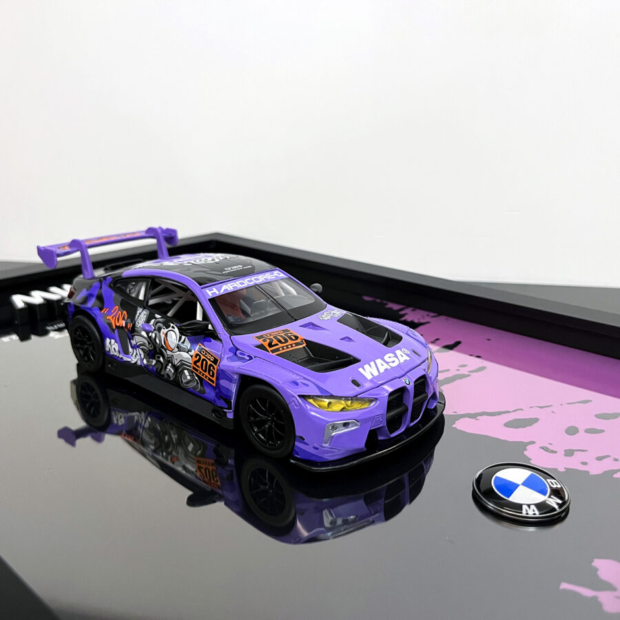 BMW M4 GT3 WASA Graffiti Purple Edition 1:24 Handmade Framed Artwork Automotive