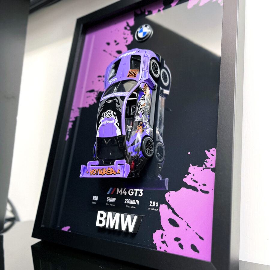 BMW M4 GT3 WASA Graffiti Purple Edition 1:24 Handmade Framed Artwork Automotive