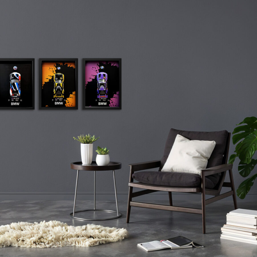 BMW M4 GT3 WASA Graffiti Purple Edition 1:24 Handmade Framed Artwork Automotive