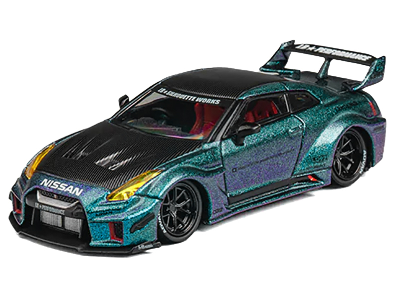 Nissan 35GT-RR "LB-Silhouette Works GT" RHD (Right Hand Drive) Magic Purple Metallic with Extra Wheels 1/64 Diecast Model Car by CM Model Automotive