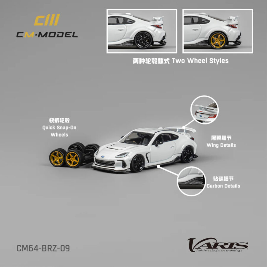 Subaru BRZ "Varis Arising-1" RHD (Right Hand Drive) White with Extra Wheels 1/64 Diecast Model Car by CM Model Automotive