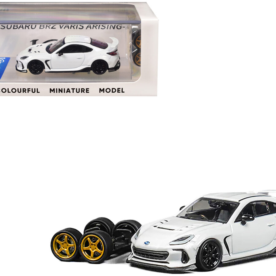 Subaru BRZ "Varis Arising-1" RHD (Right Hand Drive) White with Extra Wheels 1/64 Diecast Model Car by CM Model Automotive