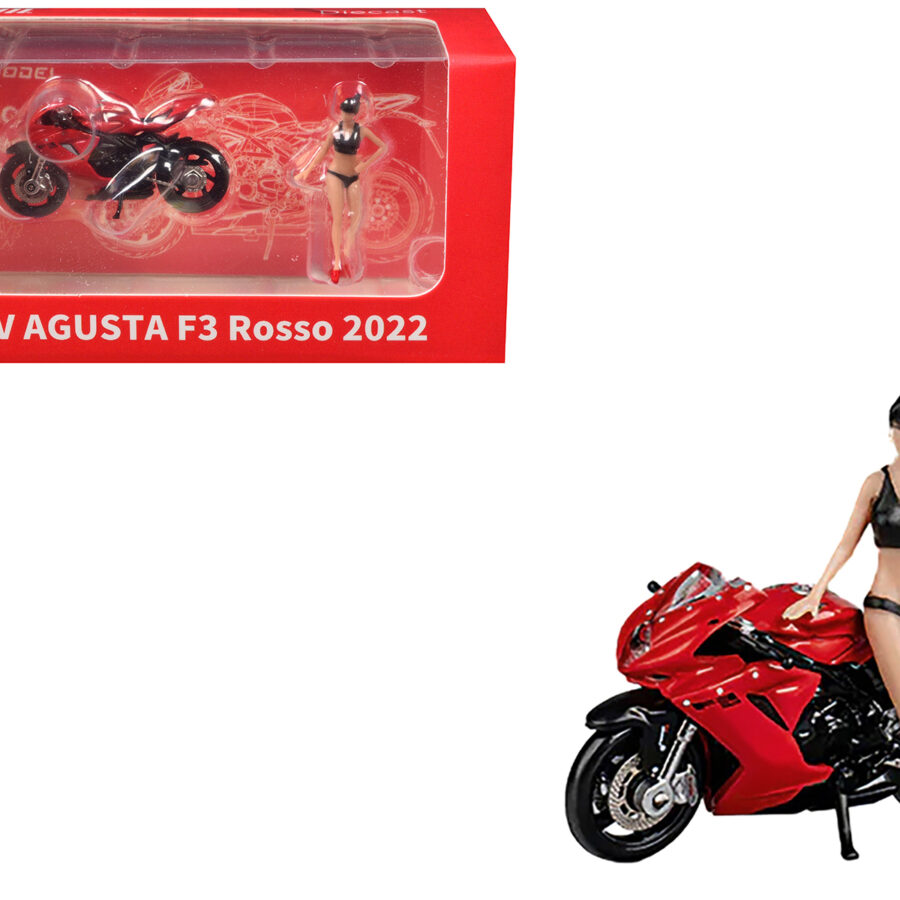 2022 MV Agusta F3 Rosso Motorcycle Red with Figure 1/64 Diecast Model by CM Model Automotive