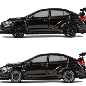 Subaru VAB WRX STI Widebody Black Metallic with Red Interior with Extra Wheels 1/64 Diecast Model Car by CM Model from the Sports Car Racing Collectibles store collection.