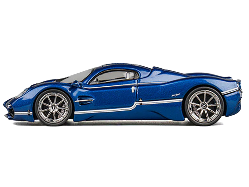 Pagani Utopia Blue Metallic with White Stripes 1/64 Diecast Model Car by CM Model Automotive