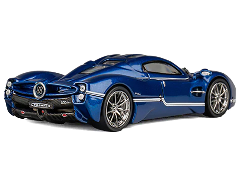 Pagani Utopia Blue Metallic with White Stripes 1/64 Diecast Model Car by CM Model Automotive