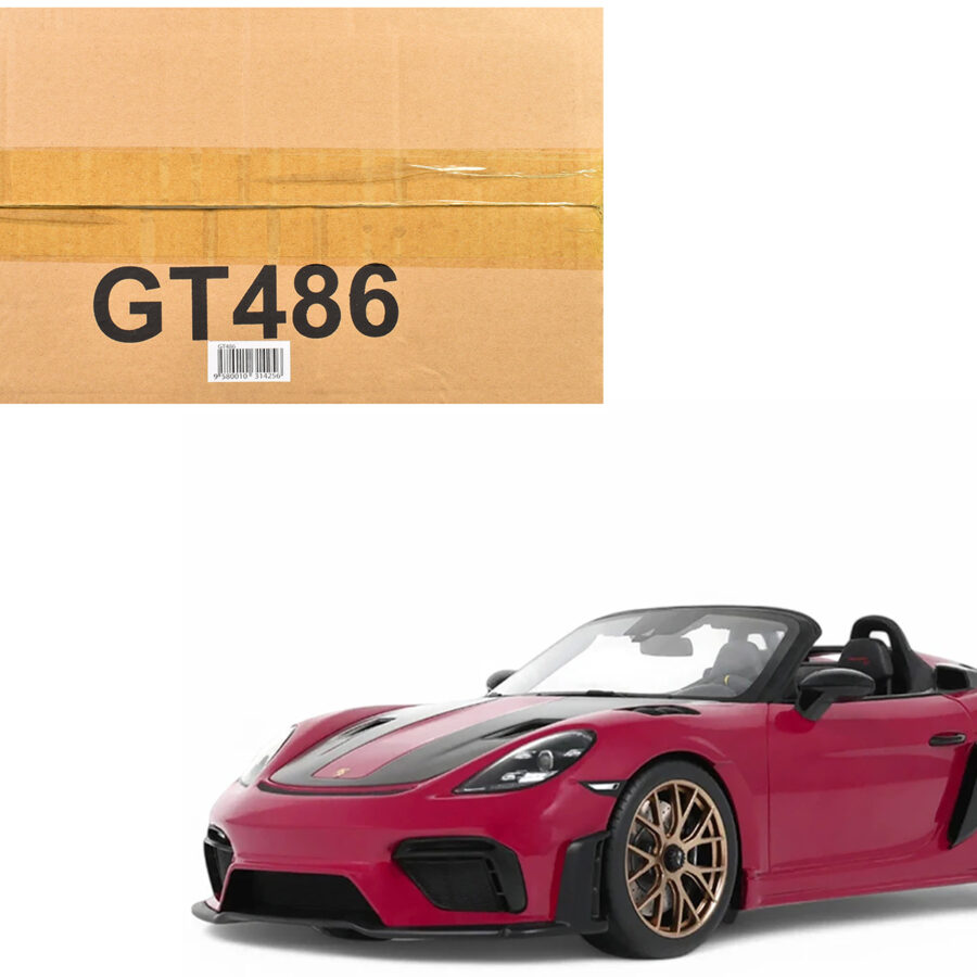 2023 Porsche 718 Spyder RS Purple with Carbon Stripes 1/18 Model Car by GT Spirit Automotive