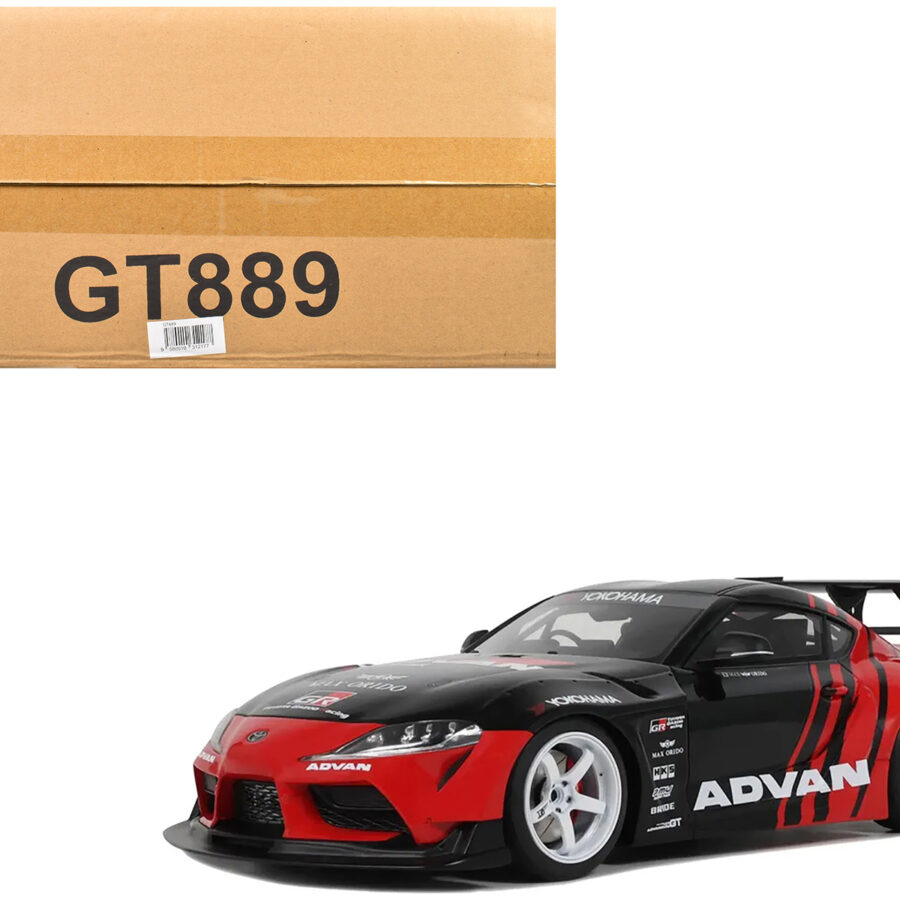 2020 Toyota Supra GR RHD (Right Hand Drive) "Advan" Black and Red 1/18 Model Car by GT Spirit Automotive