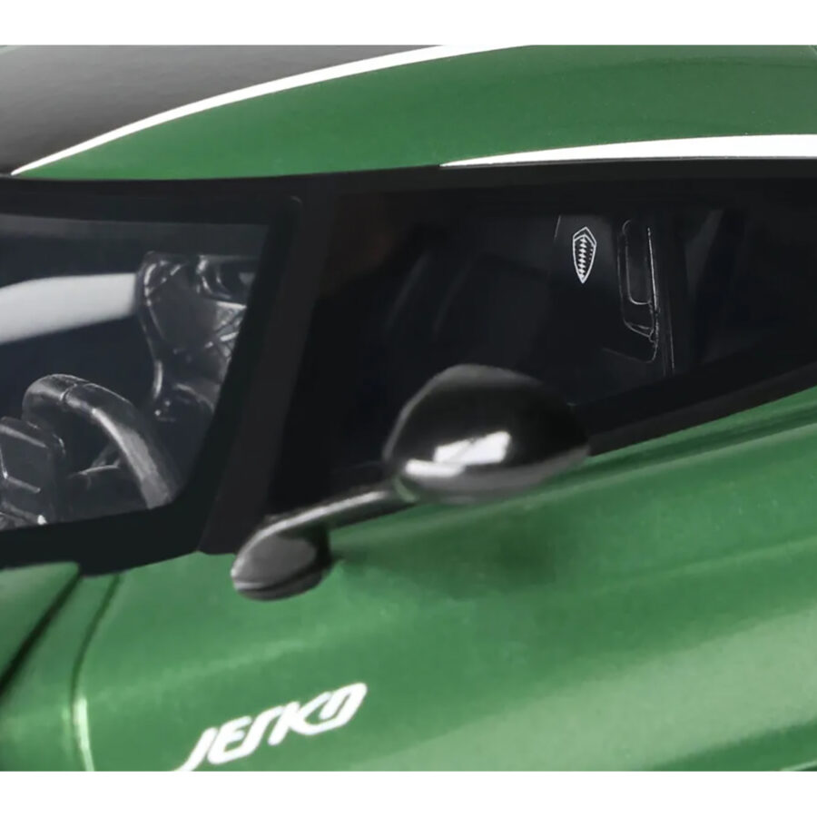 Koenigsegg Jesko Green Metallic with Black Stripes 1/18 Model Car by GT Spirit Automotive