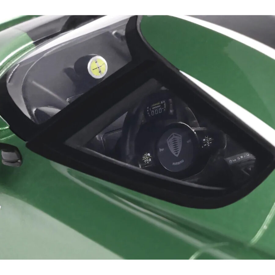 Koenigsegg Jesko Green Metallic with Black Stripes 1/18 Model Car by GT Spirit Automotive