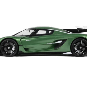 Koenigsegg Jesko Green Metallic with Black Stripes 1/18 Model Car by GT Spirit from the Koenigsegg store collection.