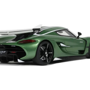 Koenigsegg Jesko Green Metallic with Black Stripes 1/18 Model Car by GT Spirit from the Koenigsegg store collection.