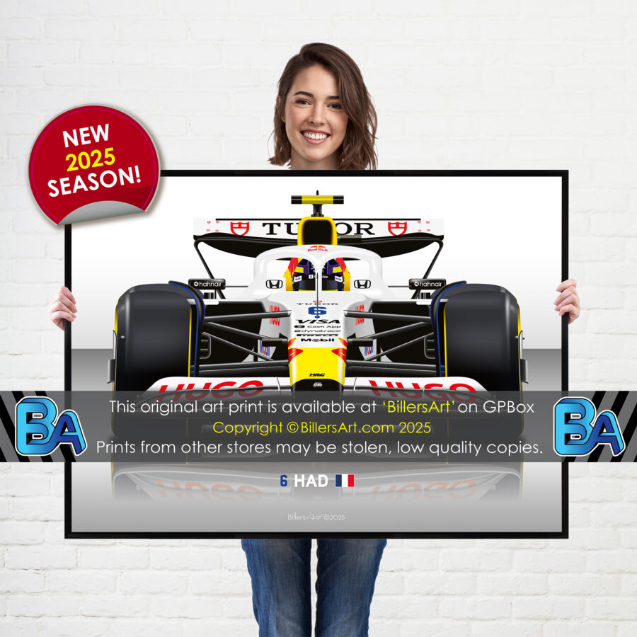 Isack Hadjar's 2025 Racing Bulls Racing Car. A Very High Quality Illustration F1 Art