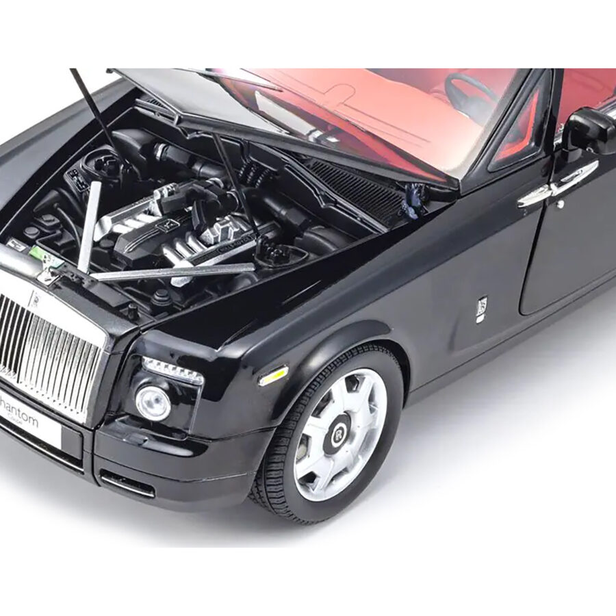 Rolls Royce Phantom Coupe Diamond Black with Red Interior 1/18 Diecast Model Car by Kyosho Automotive
