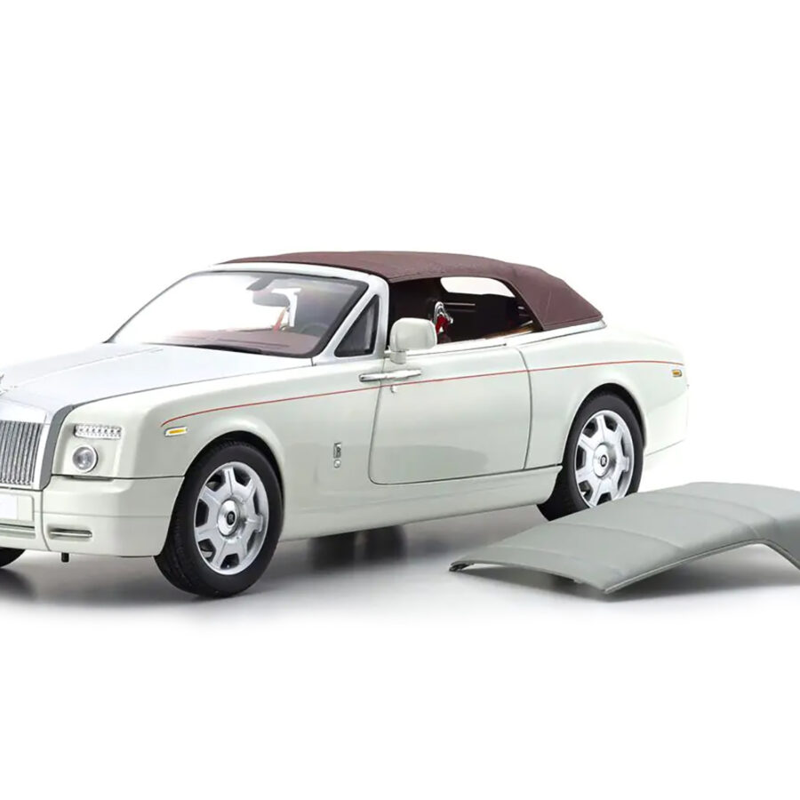 Rolls Royce Phantom Drophead Coupe English White with Silver Hood 1/18 Diecast Model Car by Kyosho Automotive