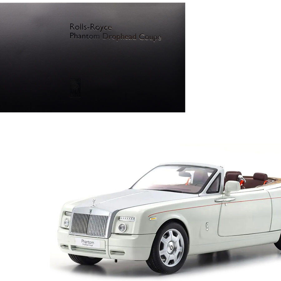 Rolls Royce Phantom Drophead Coupe English White with Silver Hood 1/18 Diecast Model Car by Kyosho Automotive