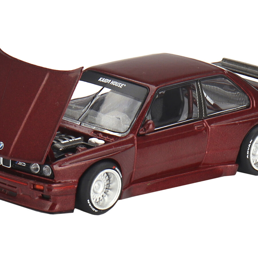BMW M3 (E30) "Kaido GT V1" Red Metallic with Graphics (Designed by Jun Imai) "Kaido House" Special 1/64 Diecast Model Car by Mini GT Automotive