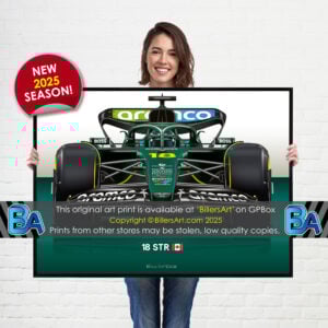 Lance Stroll's 2025 Aston Martin Racing Car. A Very High Quality Illustration  by Billeresque