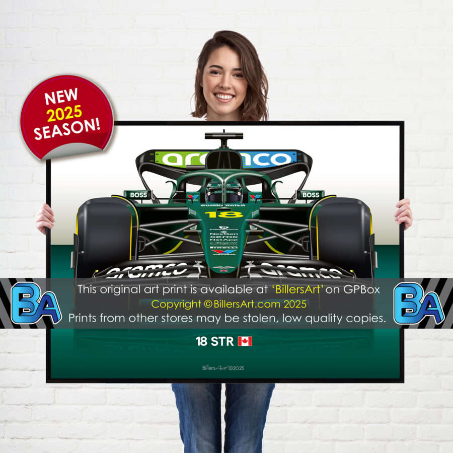 Lance Stroll's 2025 Aston Martin Racing Car. A Very High Quality Illustration Aston Martin F1 Team