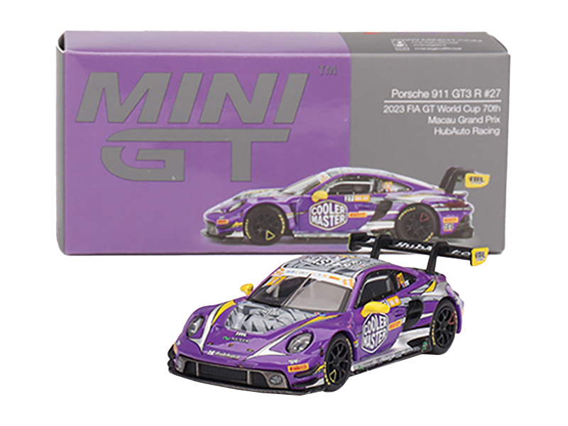 Porsche 911 GT3 R #27 Kevin Estre "HubAuto Racing" "FIA GT World Cup 70th Macau Grand Prix" (2023) Limited Edition 1/64 Diecast Model Car by Mini GT Automotive
