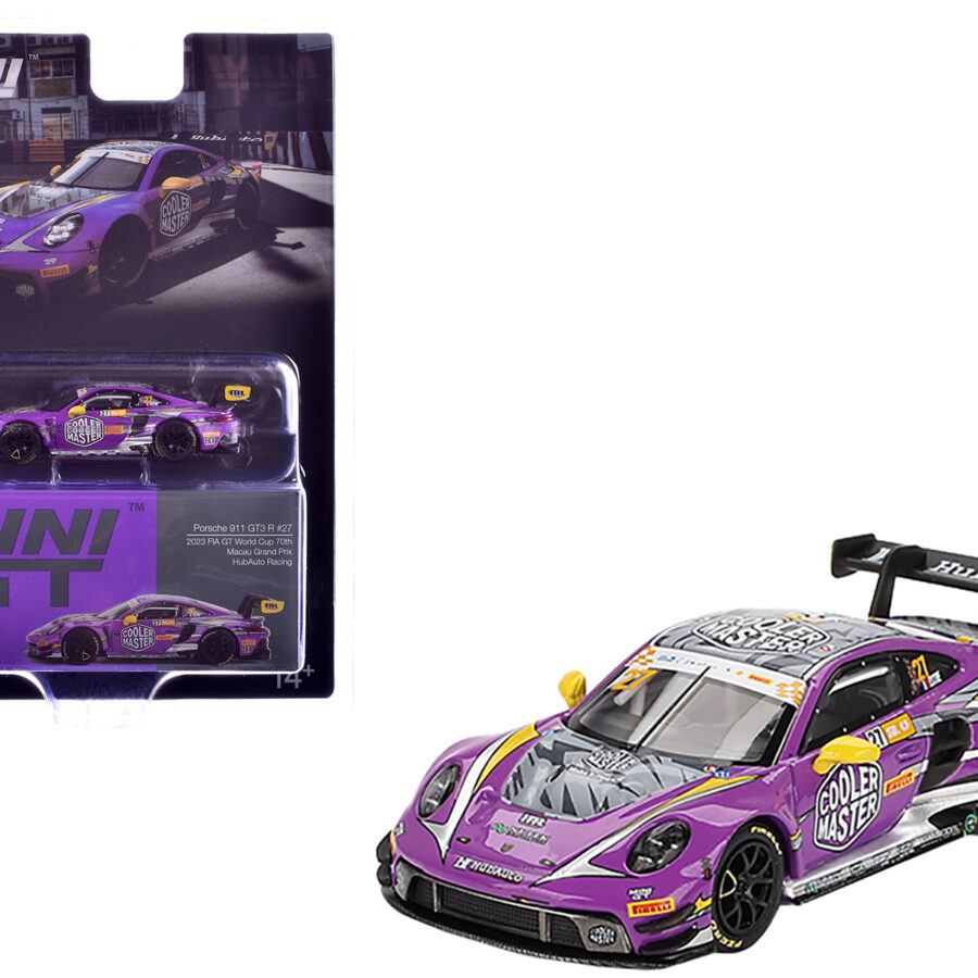 Porsche 911 GT3 R #27 Kevin Estre "HubAuto Racing" "FIA GT World Cup 70th Macau Grand Prix" (2023) Limited Edition 1/64 Diecast Model Car by Mini GT Automotive