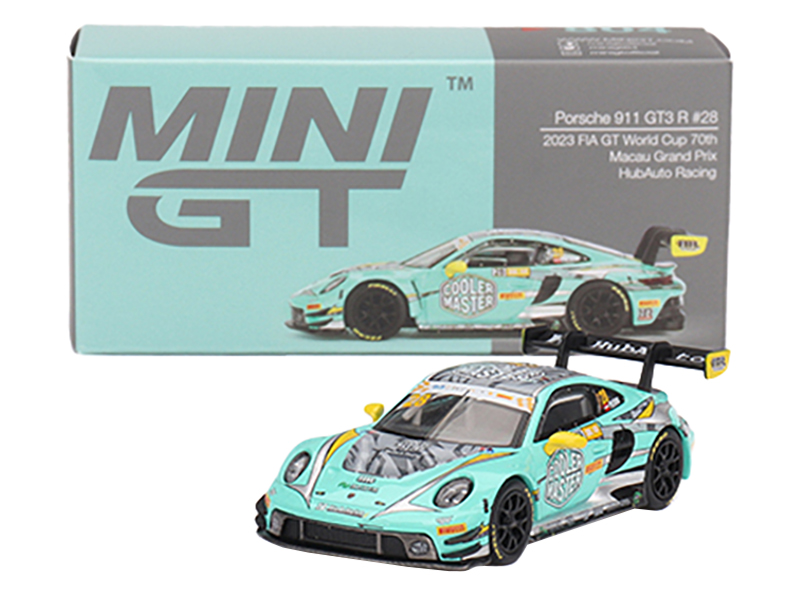 Porsche 911 GT3 R #28 Thomas Preining "HubAuto Racing" "FIA GT World Cup 70th Macau Grand Prix" (2023) Limited Edition 1/64 Diecast Model Car by Mini GT Automotive