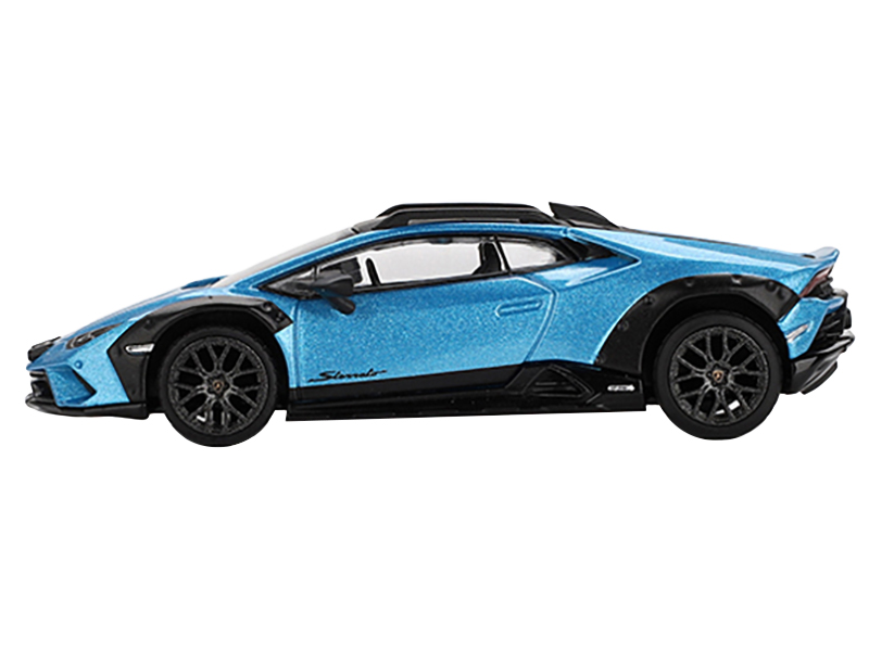 Lamborghini Huracan Sterrato Blu Aegir Blue Metallic with Black Top Limited Edition 1/64 Diecast Model Car by Mini GT from the Lamborghini store collection.