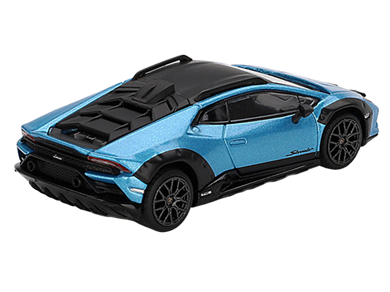 Lamborghini Huracan Sterrato Blu Aegir Blue Metallic with Black Top Limited Edition 1/64 Diecast Model Car by Mini GT from the Lamborghini store collection.